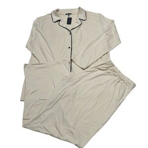 Tart Intimates Pajama Set Nude Pull On Pants Button Top 1X Loungewear Comfort